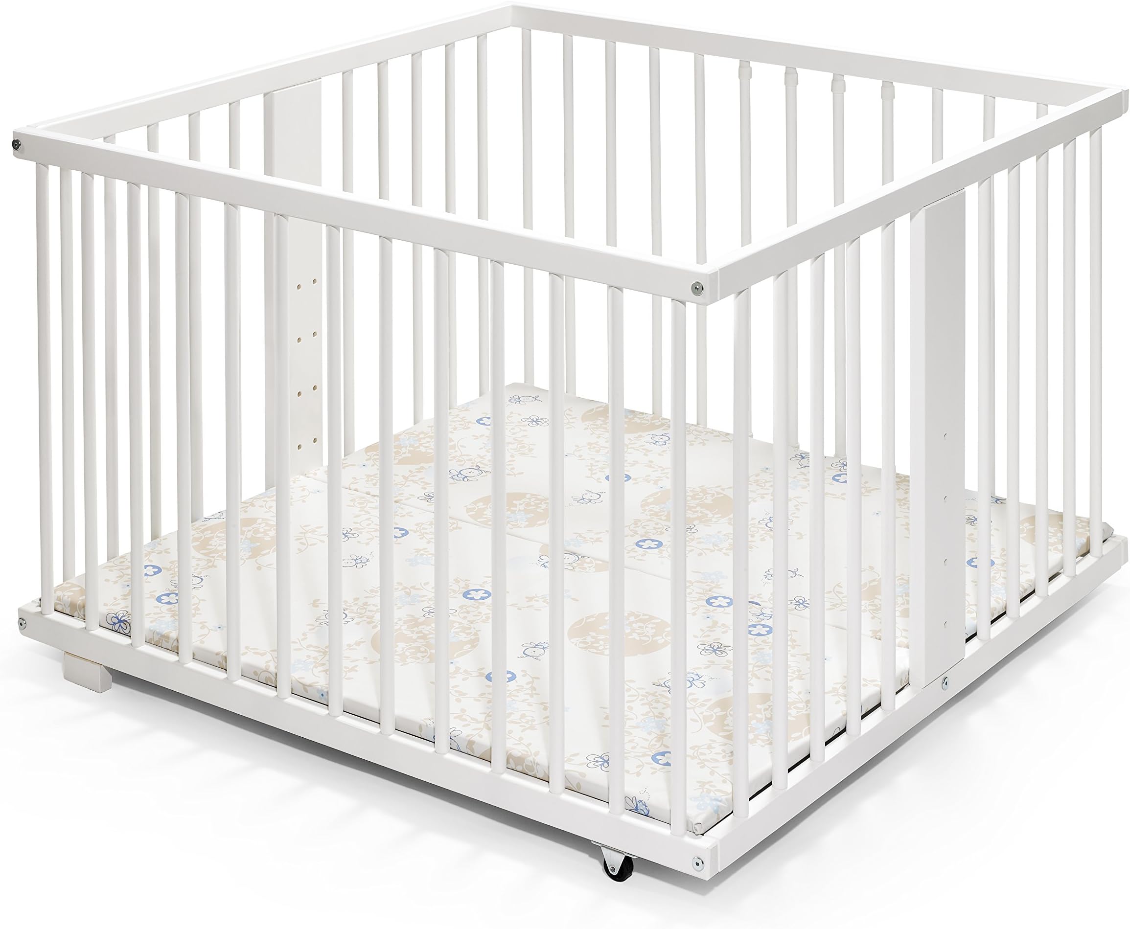 Baby Playpen | Wooden | 100x100 cm | white