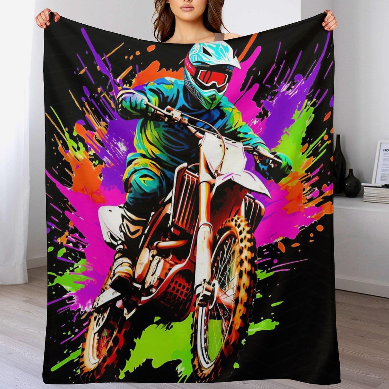 Couverture polaire motocross en flanelle haut de gamme douce toutes saisons