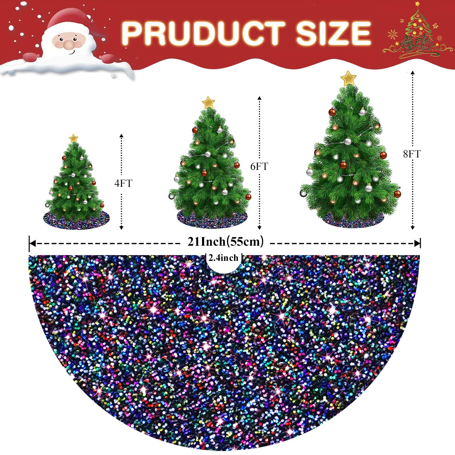 Gonna Per Albero Di Natale Viola Con Paillettes, 116 Cm – Tappetino Scintillante In Velluto Per Albero, Copri Base Rotonda, Ideale Per Decorazioni Natalizie E Halloween - 4