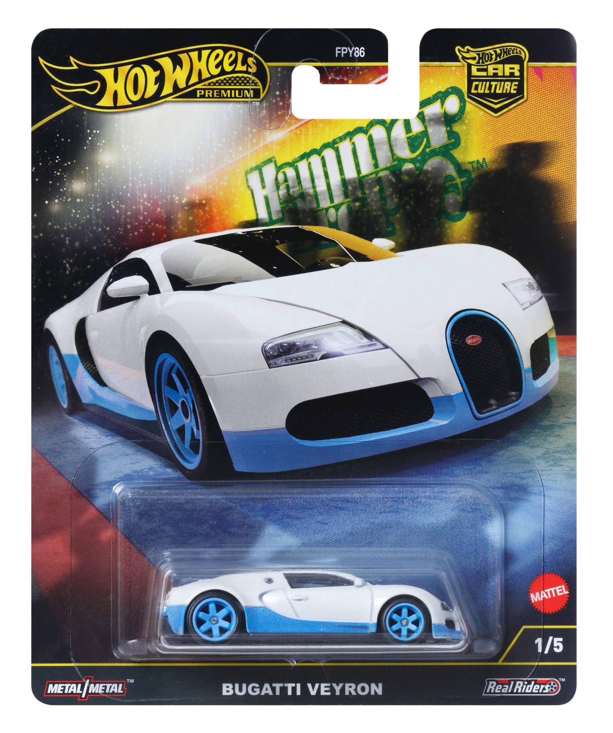 Hot Wheels Premium Bugatti Veyron, Car Culture Circuit Legends Vehículos para niños y niñas a partir de 3años y fans y coleccionistas adultos, colección de vehículos Car Culture a escala 1:64, HRW06