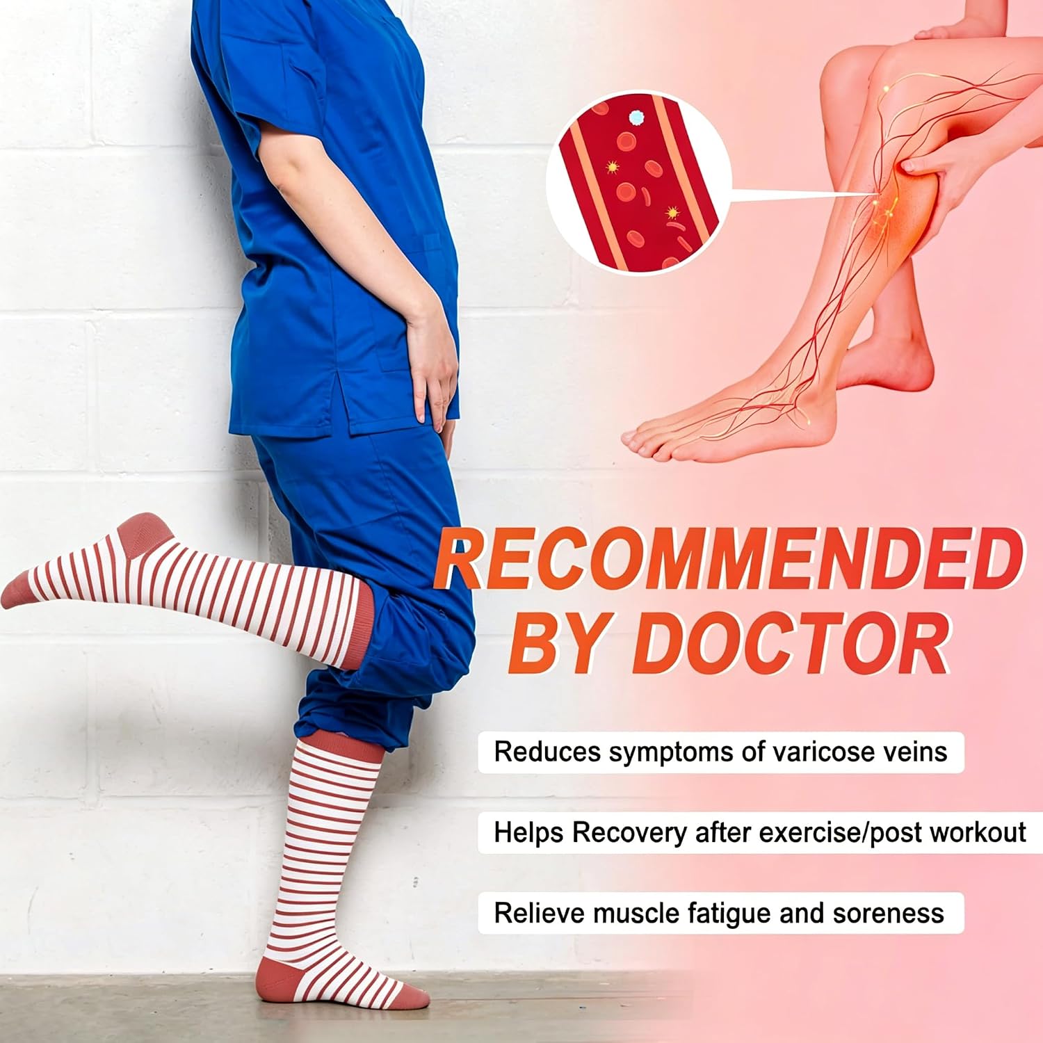 4 Pairs Compression Socks for Women Circulation-Best Support for Nurses,Running,Athletic,Travel image 2