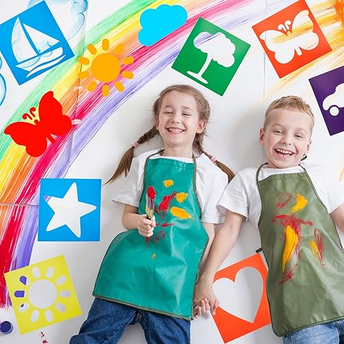 Miniatura 7 de 24 Pieces Stencils for Kids 8 Inches Drawing Stencils Chalk Stencils Large Washable Geometric and Garden Themed Primary Shape Template for Kids
