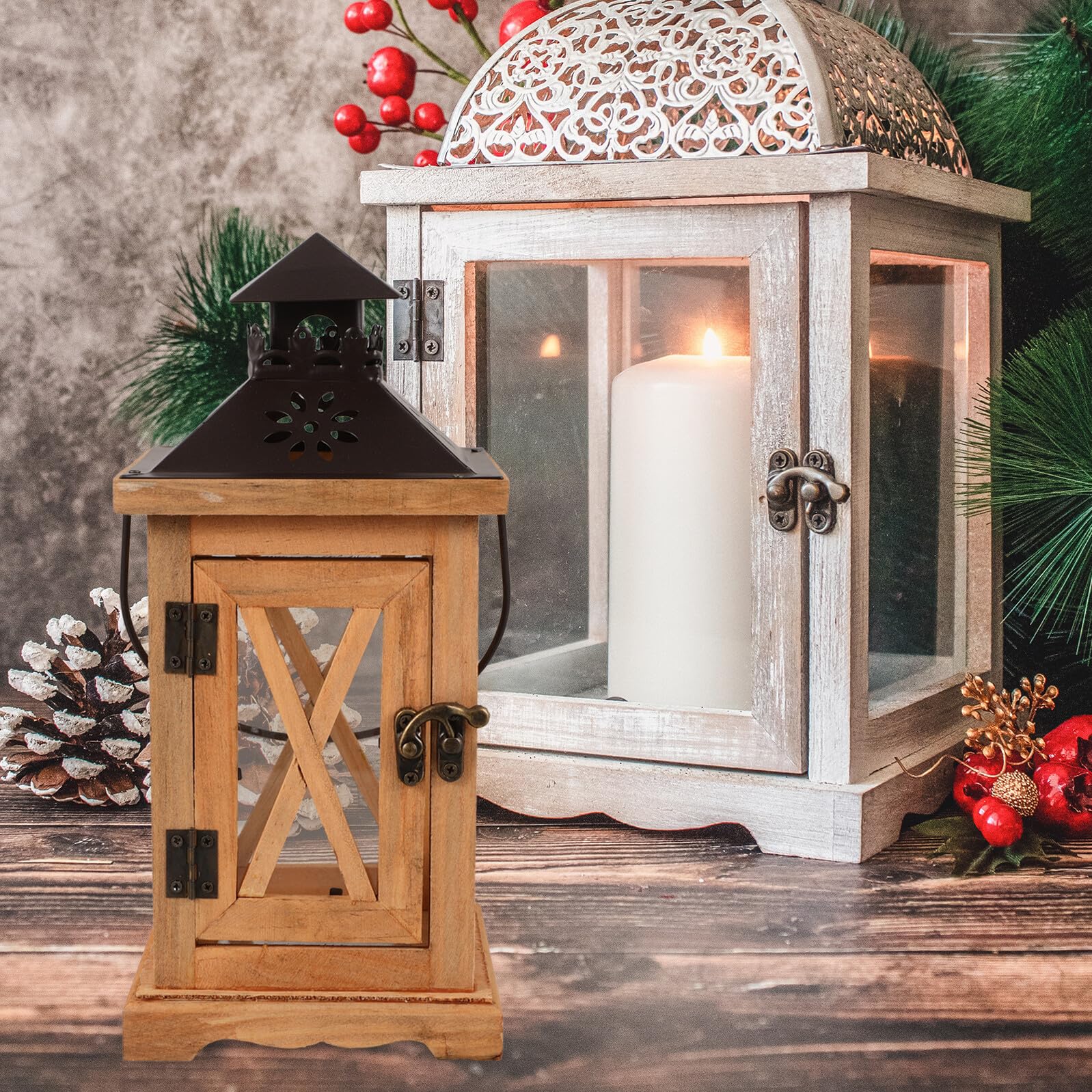 TOYANDONA Rustikale Teelichthalter Kerzenlaterne Retro Dekoration für Wohnzimmer Hochzeitsdeko Langlebiger Kerzenhalter