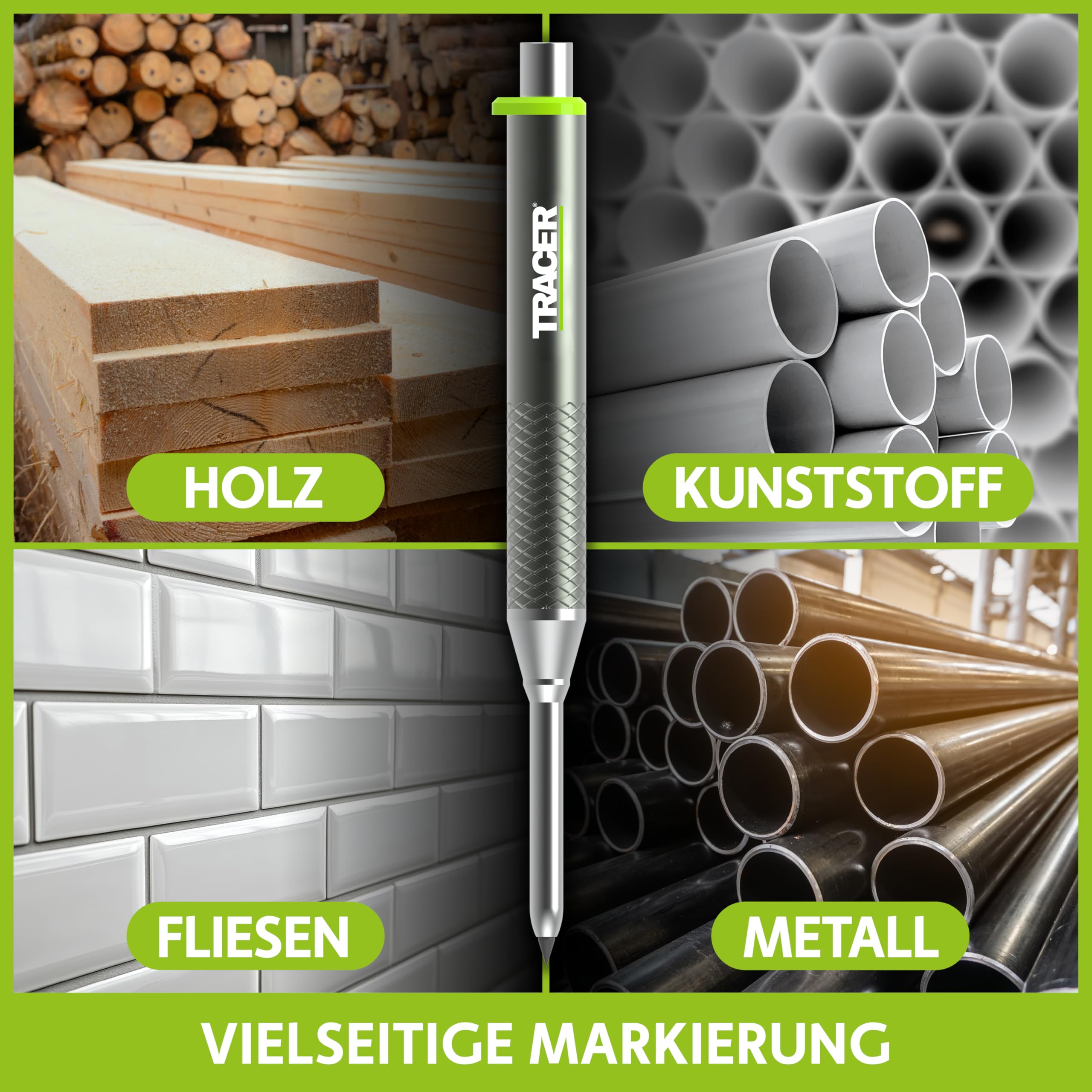Tracer Pro Series Tieflochmarker AMK1-PRO Aluminium Baustift 145 mm
