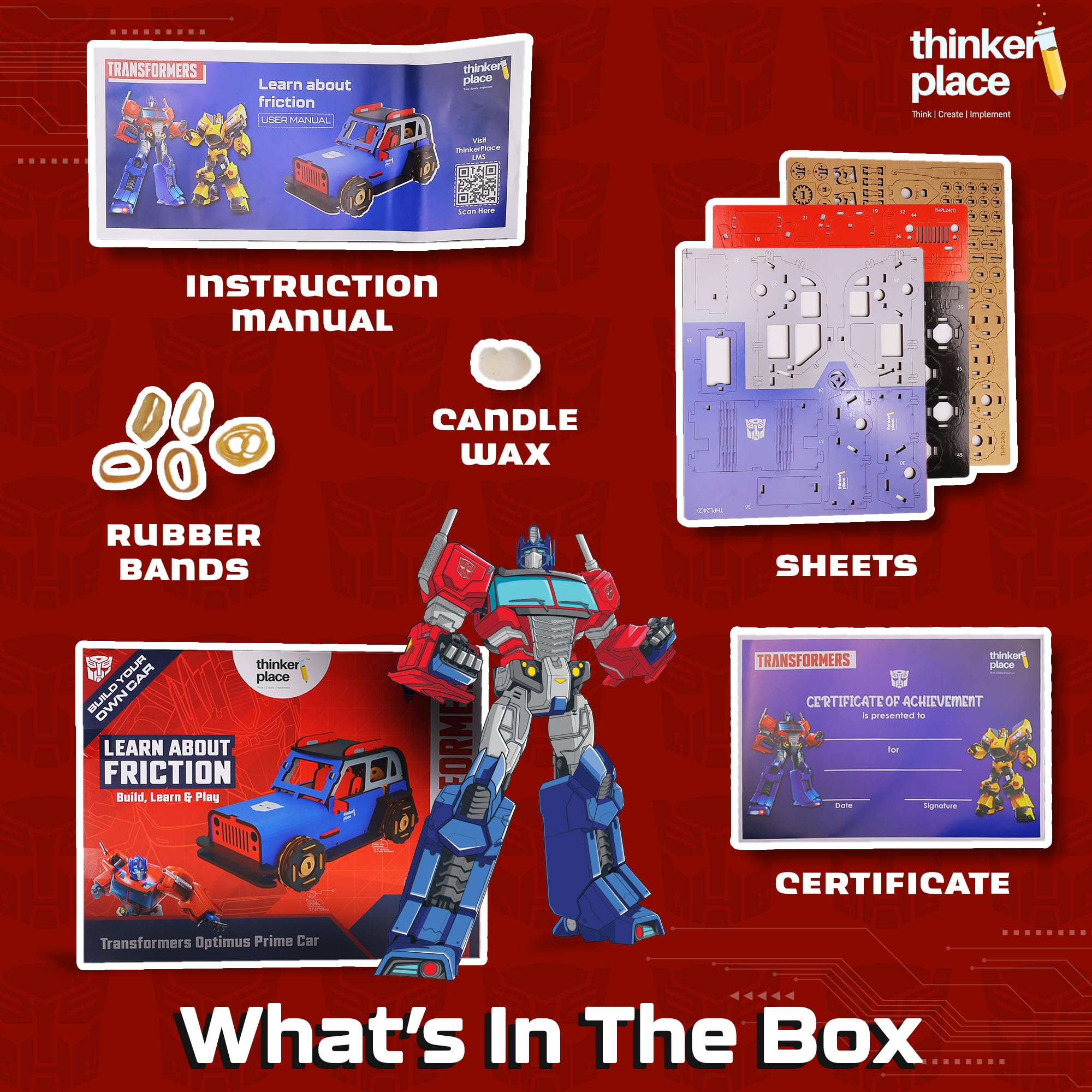 ThinkerPlace Transformers Optimus Prime DIY Car Kit | Educational BlocksToy for Kids 8+ | Build, Learn & Play | Perfect Birthday & Return Gifts | STEM Toy | Pull-Back Mechanism, Set Of 1 1