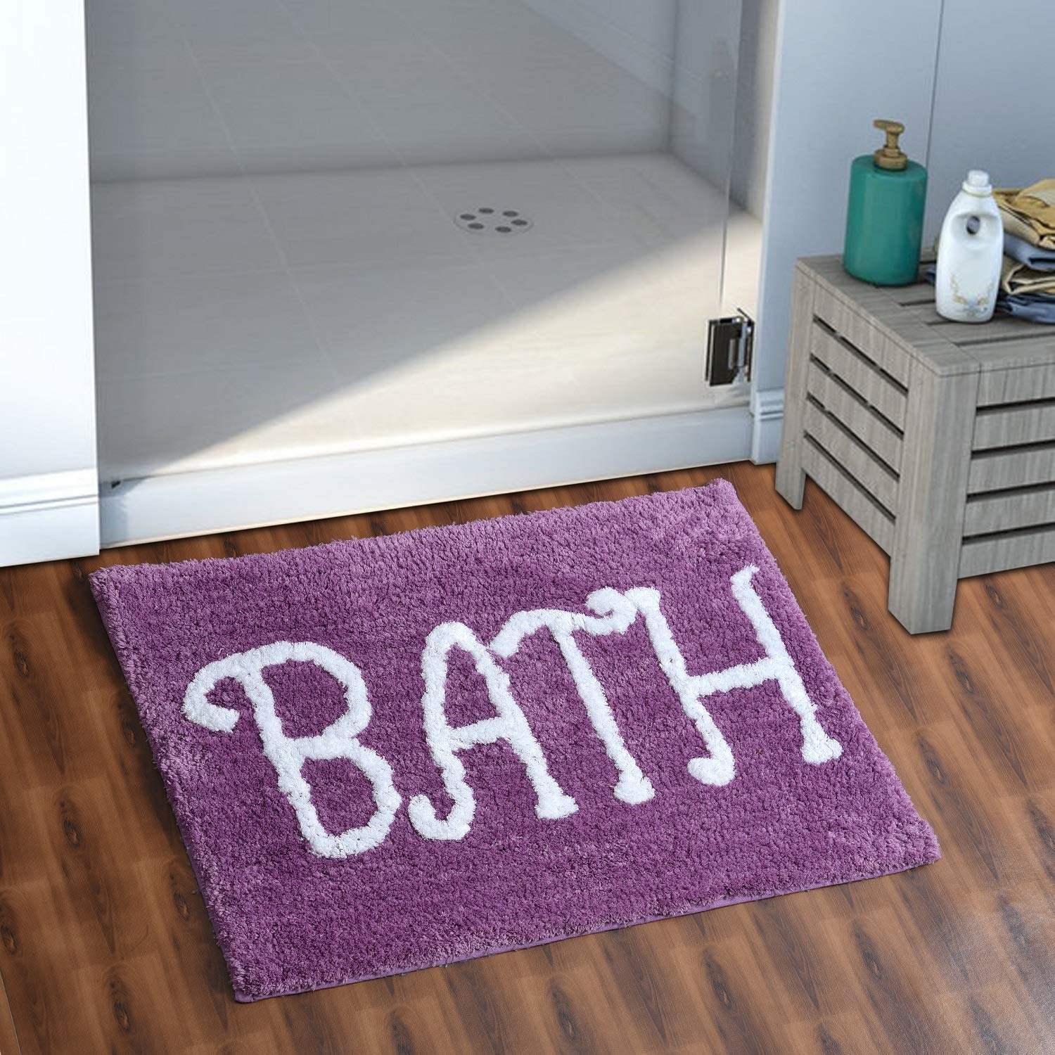 AEROHAVEN Modern Anti Slip Bathmat (Wine, Microfiber, 40 cm x 60 cm)