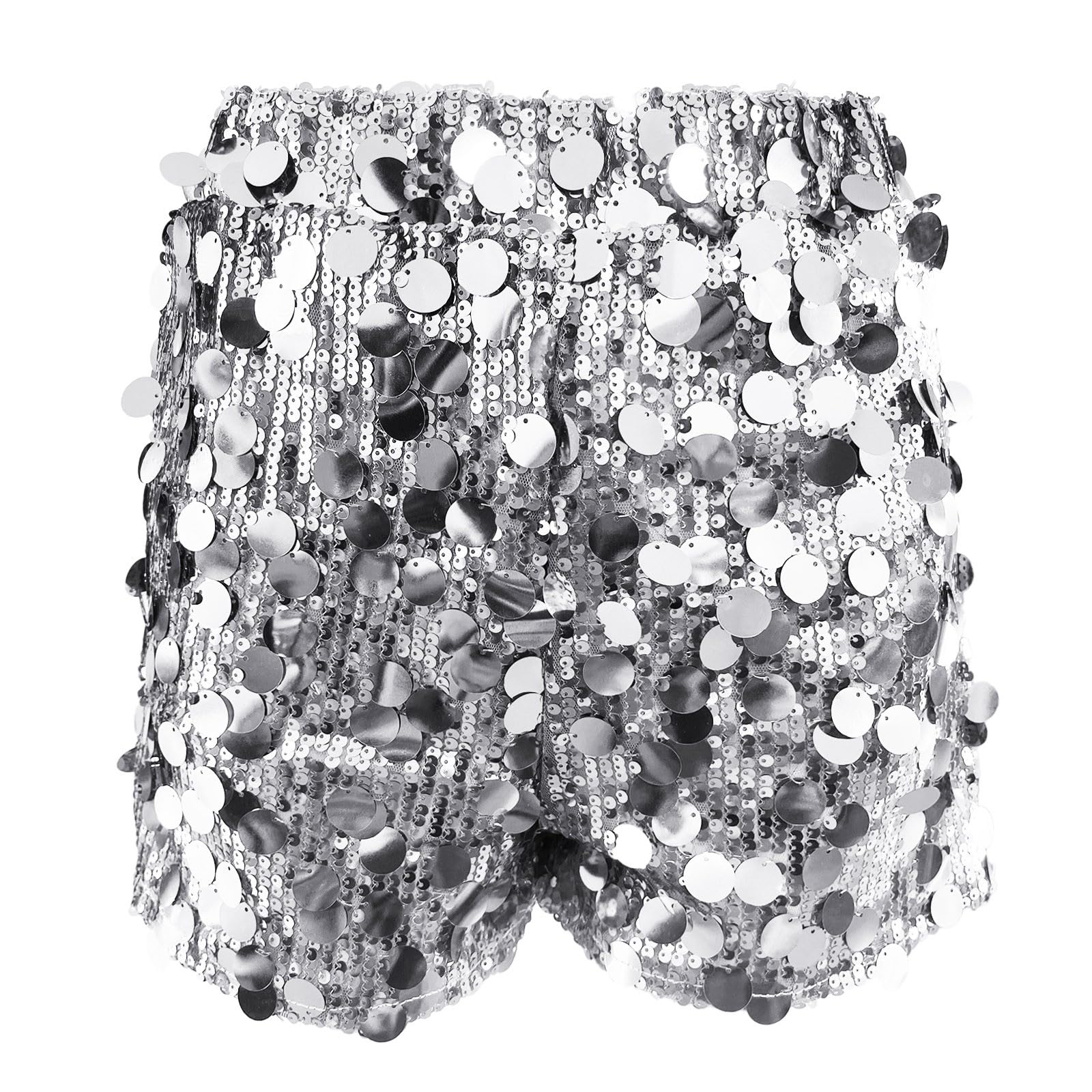 Generisch Damen Glitzer Shorts mit Pailletten Elastische Hohe Taille Glitzernd Hotpants für Tanz Partys Karneval Performance Costumes