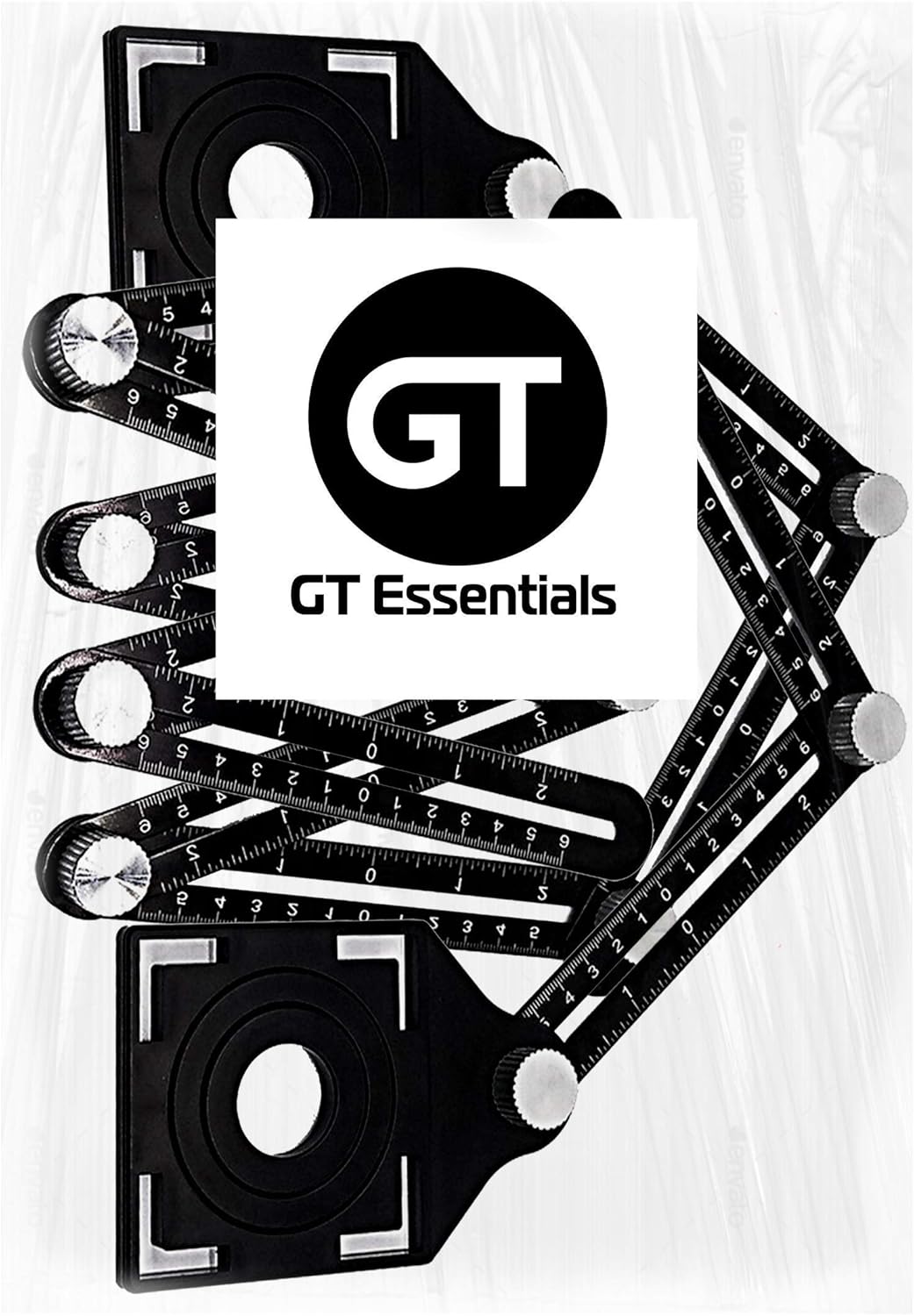 GT 2-Pack Multi Angle 6-Sided Aluminum Measuring Rulers with 2 Drill Hole Locators for Tile, Woodworking, Construction, and More | 2-Set 6 Fold Metal Alloy Measuring Tools that can Combine to 12-Sides - - 