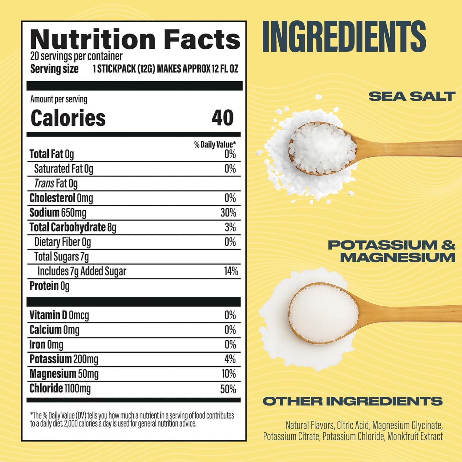 BUBS Naturals - Hydrate or Die Electrolytes Powder Packets for Fast Absorption | Premium 2000mg Electrolyte Powder | for Sports, Recovery & Well-Being (Natural Lemon Flavor, 20 Sticks)