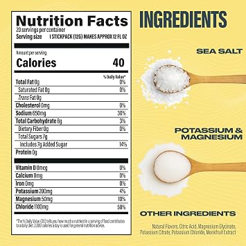 BUBS Naturals - Hydrate or Die Electrolytes Powder Packets for Fast Absorption | Premium 2000mg Electrolyte Powder | for Sports, Recovery & Well-Being (Natural Lemon Flavor, 20 Sticks)