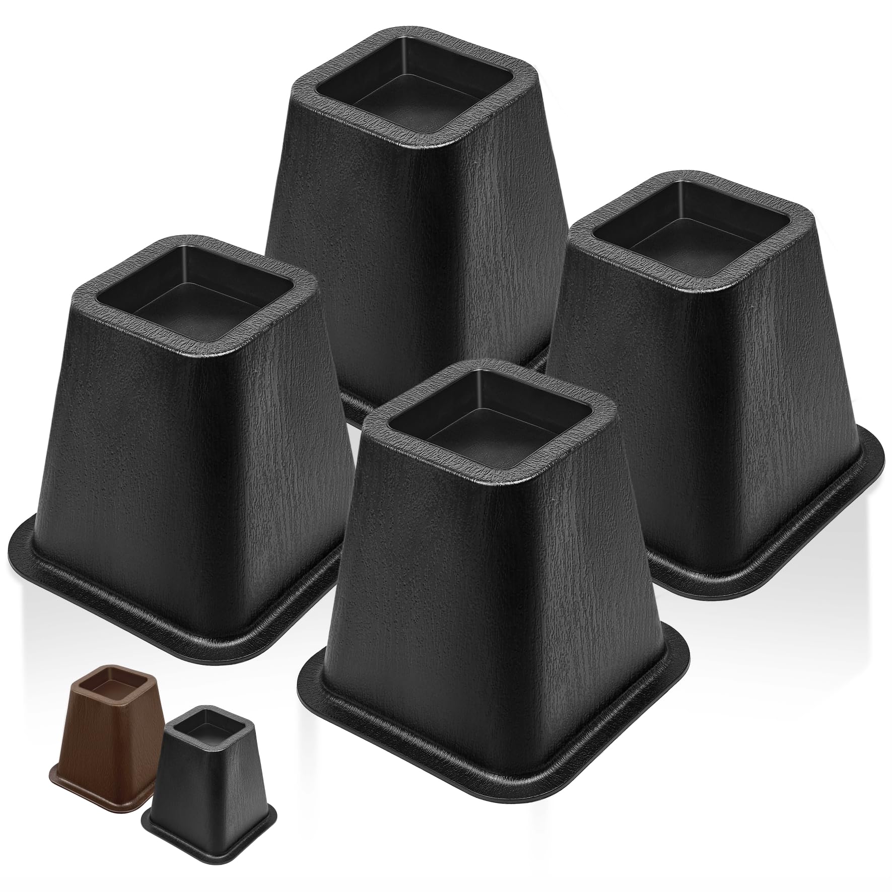 Mixdora Black Bed Risers 6 Inch Heavy Duty Furniture Risers Square Chair Risers For Bed Sofa Table Couch 4 Pack (6 Inch)