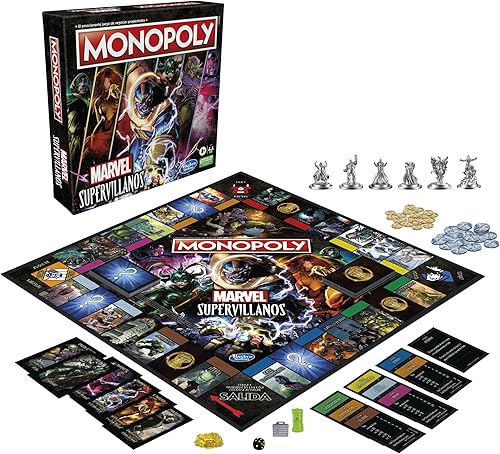 Miniatura 4 de Monopoly Edición de Super Villanos de Marvel - Juego de mesa para familias y niños a partir de 8 años, juego de Marvel para 2-6 jugadores