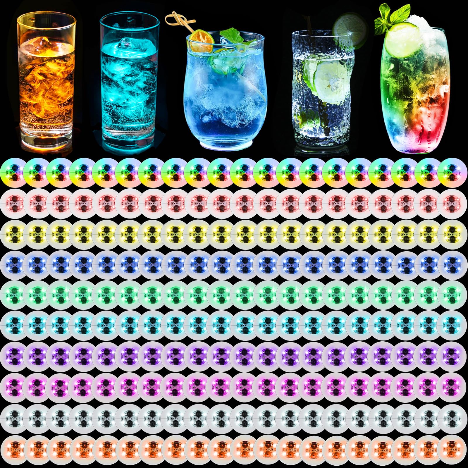 Dessous de verre LED 10 couleurs lumineuses pour bouteilles de vin et cocktails