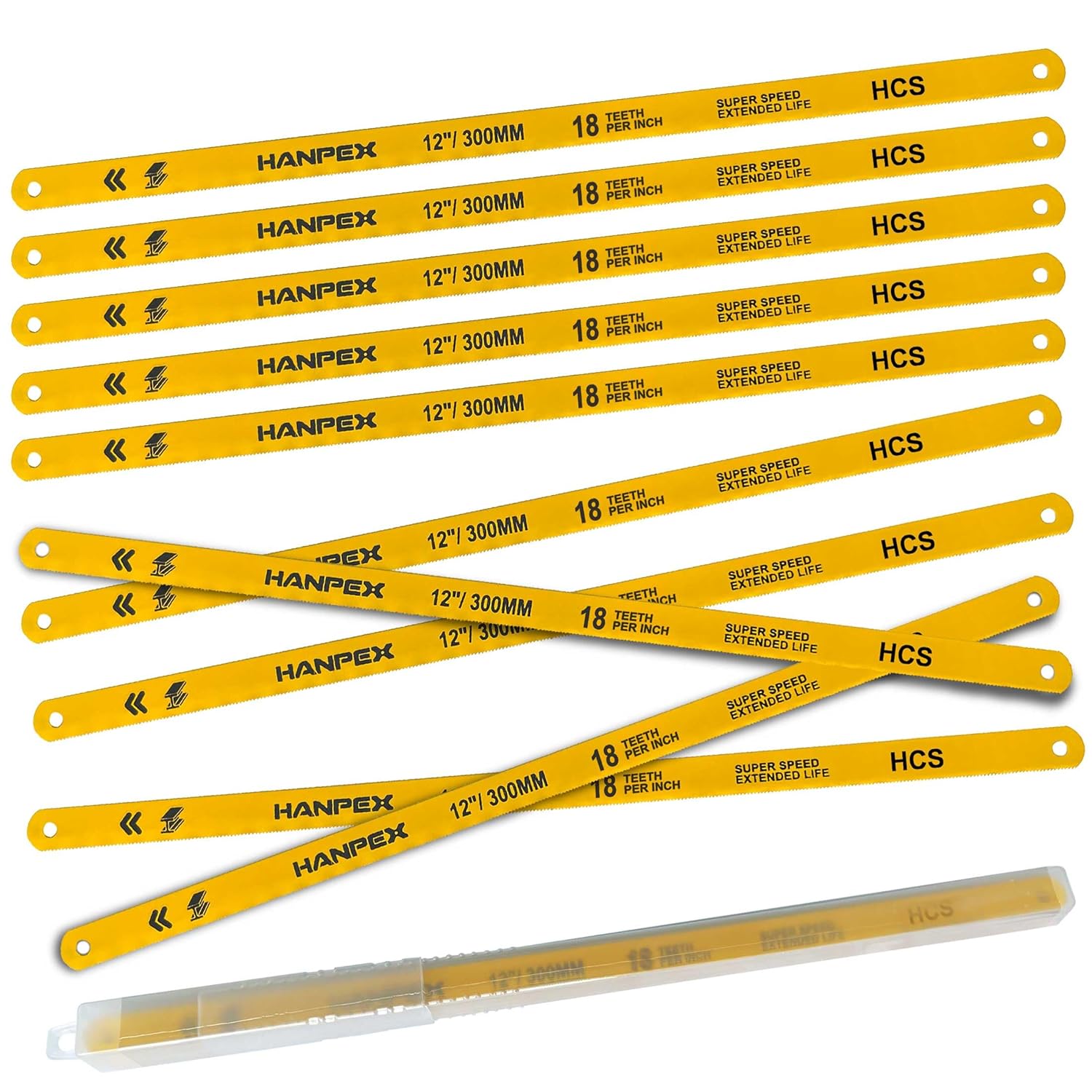 Hanpex Hacksaw Replacement Blades (10 Pack) High Speed 18 TPI 12
