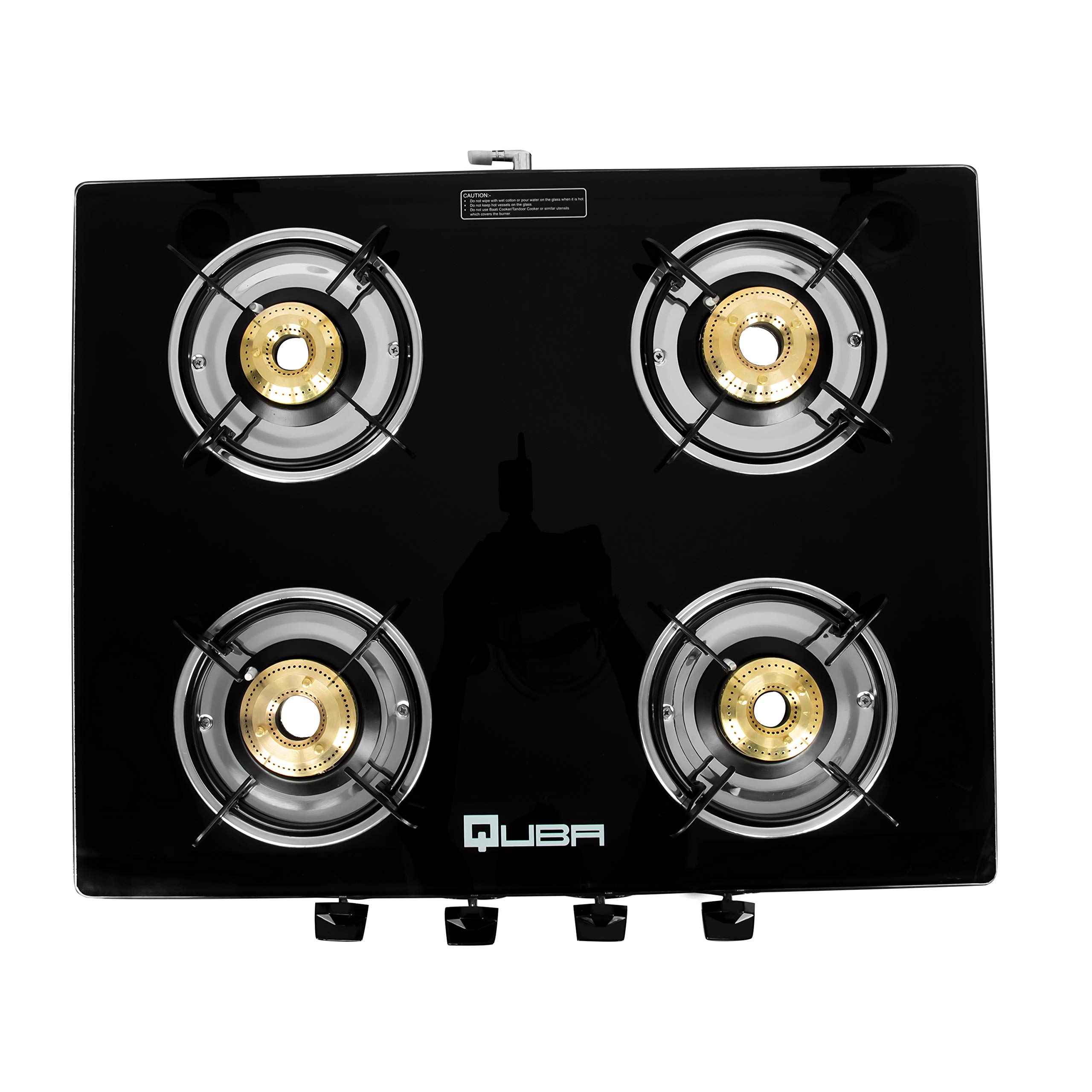Buy QUBA 4 Burners Gas Stove Glass Top Black Powder Coated Mild Steel