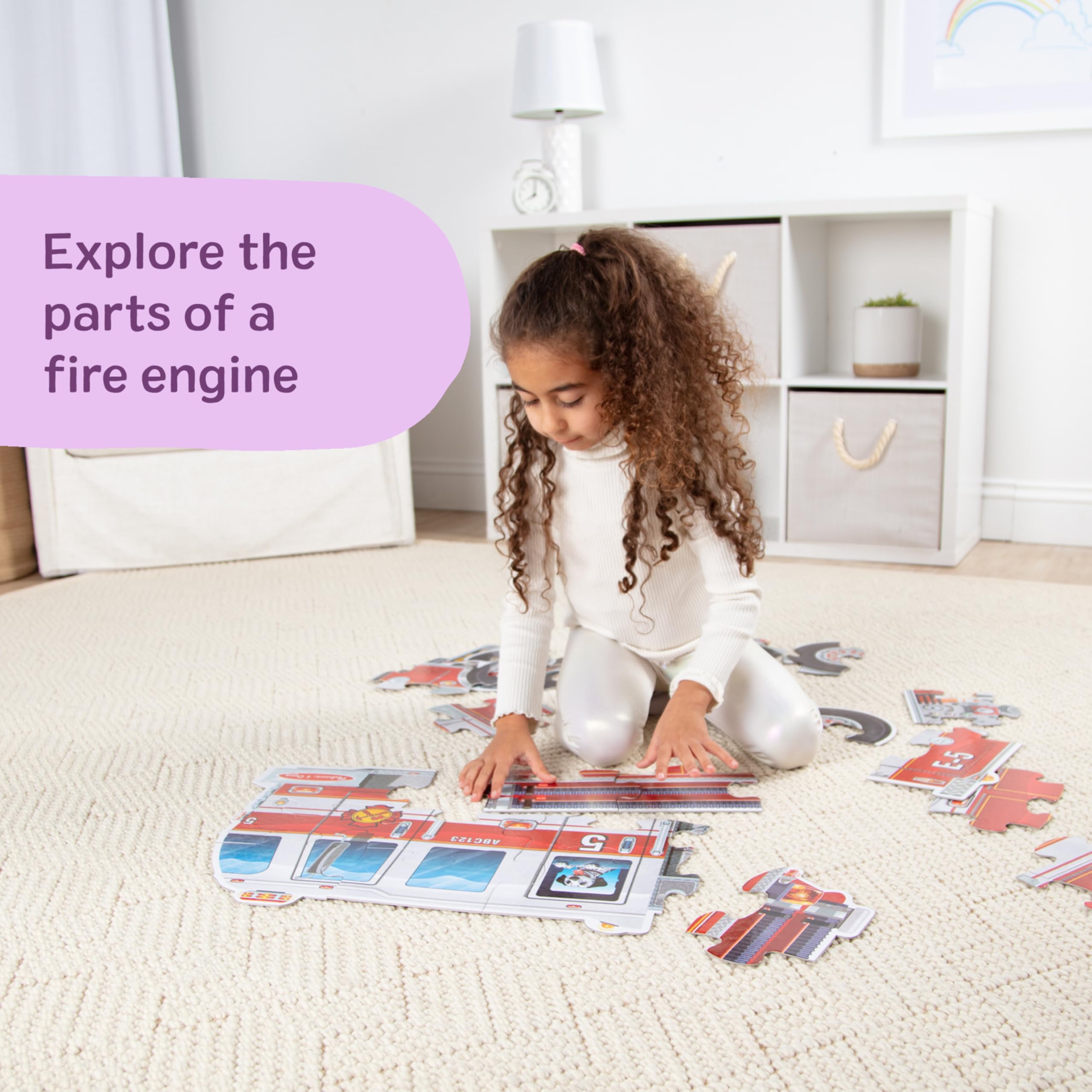 Melissa & Doug Neu! Riesiges Feuerwehrauto Bodenpuzzle 24 Teile