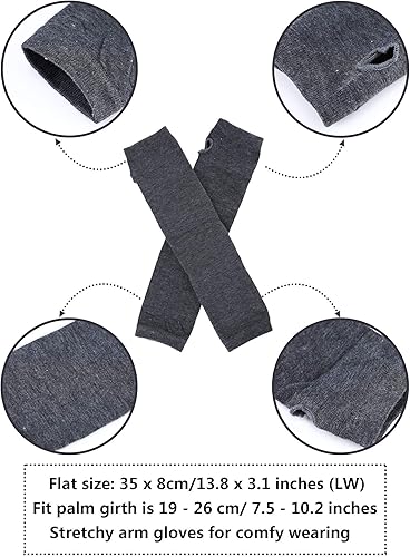 Miniatura 3 de 6 pares de guantes largos sin dedos para mujer, calentadores de brazos, de punto elástico