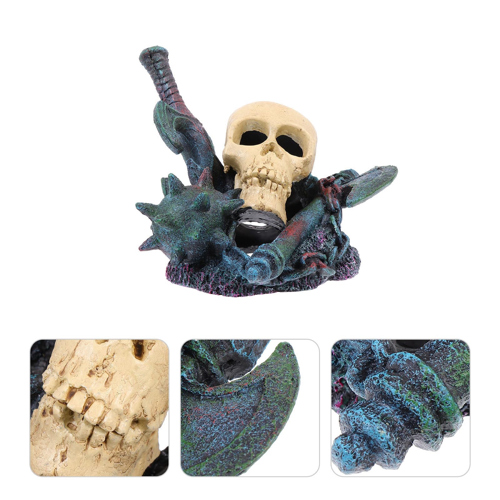 Abaodam 3 Stück Totenkopf Dekoration aus Kunstharz für Aquarium und Fischbecken Kompakt und Stabil Aquarium Deko für Einzigartige Unterwasserlandschaften