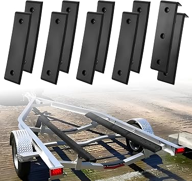 8 عبوات من وسادات منزلقة لمقطورة القارب و2 نهايات منزلقة، 3"x10" شرائح بحرية شديدة التحمل للإطلاق أو التحميل بسهولة، تتضمن 24 برغيًا من الفولاذ المقاوم للصدأ باللون الأسود