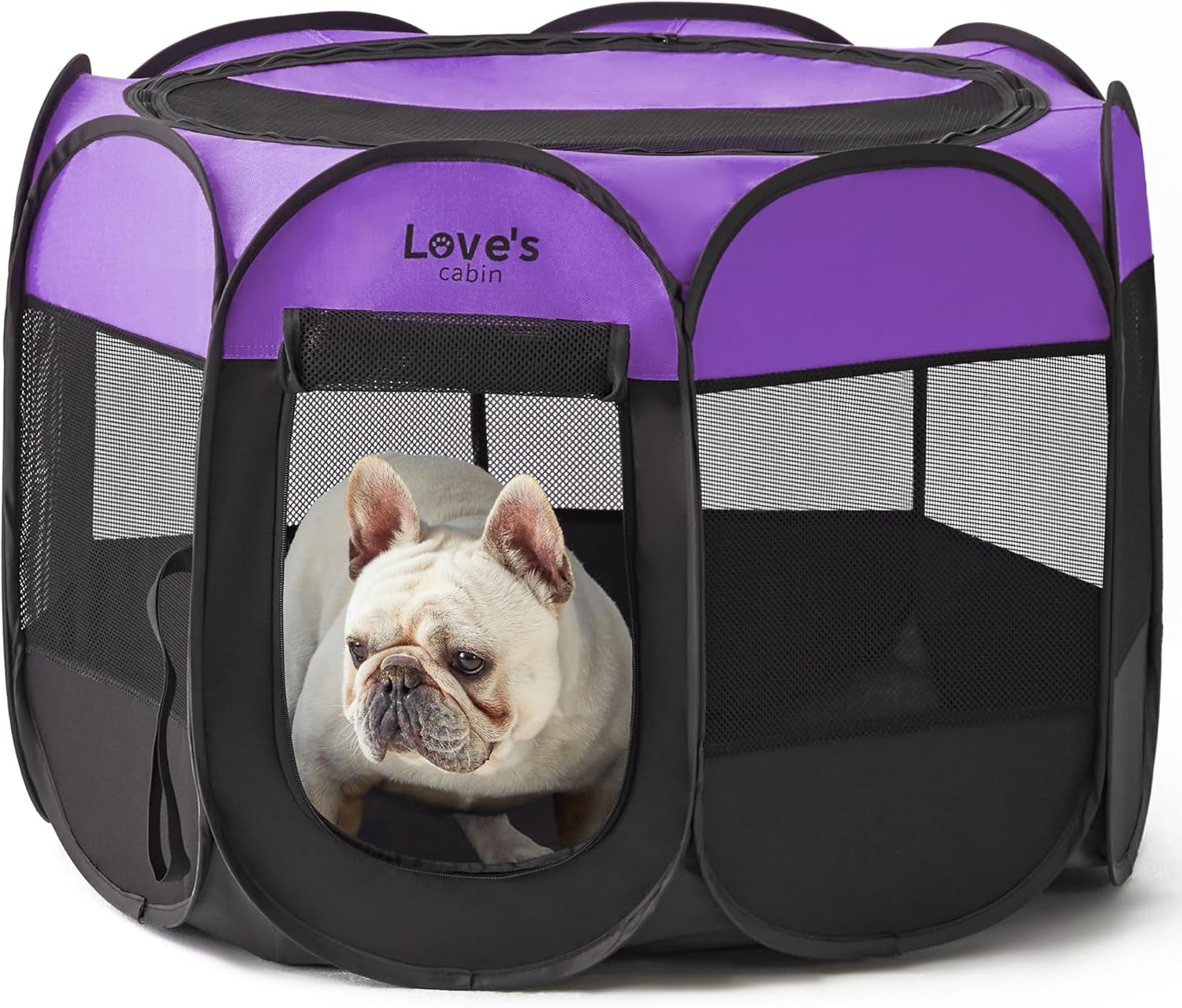 Love's cabin Pet Puppy Dog Playpen, Medium Dog Tent Crates Cage Indoor/Outdoor, Portable Playpen for Dog and Cat, Foldable Pop Up Dog Kennel Playpen with Carring Case, Removable Zipper Top, Purple Purple Medium