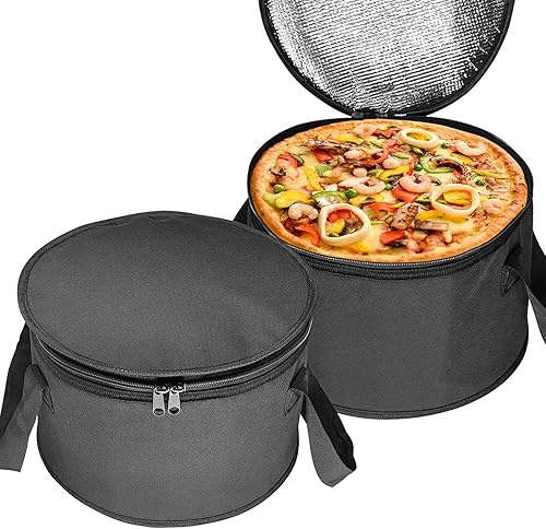 Paquete de 2 cazuelas térmicas redondas aisladas de gran tamaño de 11 x 7 pulgadas, bolsa enfriadora de almuerzo aislada reutilizable, portador de
