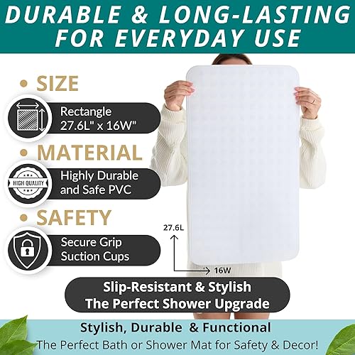 Miniatura 3 de ENKOSI Tapete de baño antideslizante para suelos de bañera y ducha, tapete de ducha antideslizante con agarre seguro de ventosa, tapete de bañera