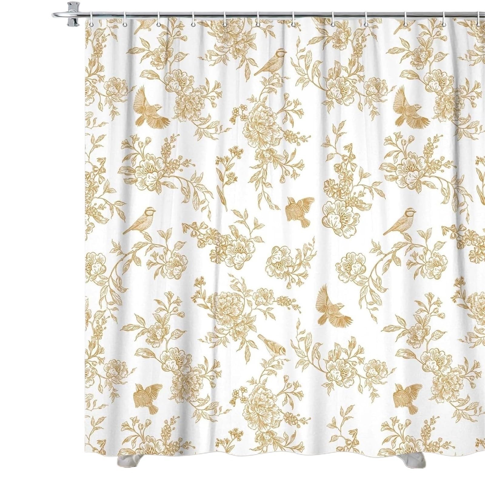 MZSKLW Shower Curtain Floral Shower Curtain Set, Vintage Retro Cottagecore Botanical Birds Blossom Flower Boho Aesthetic Fabric
