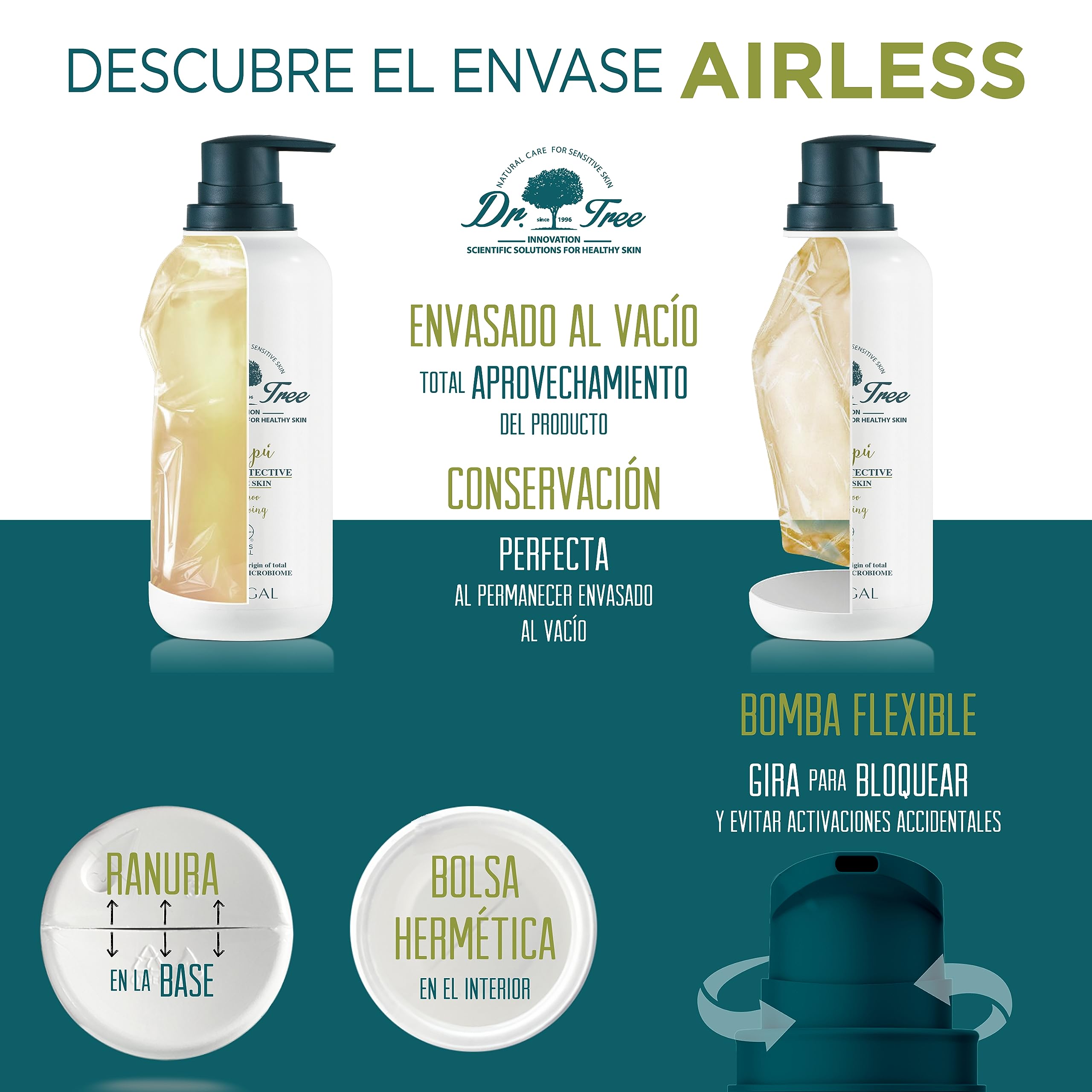 Dr. Tree Bálsamo Corporal Hidratante, Pieles Sensibles, Repara y Nutre, Rápida Absorción, Airless, Sin Sulfatos SLE, SLS, Sin parabenos, Sin siliconas, 99,5% Ingredientes Naturales, ECOCERT