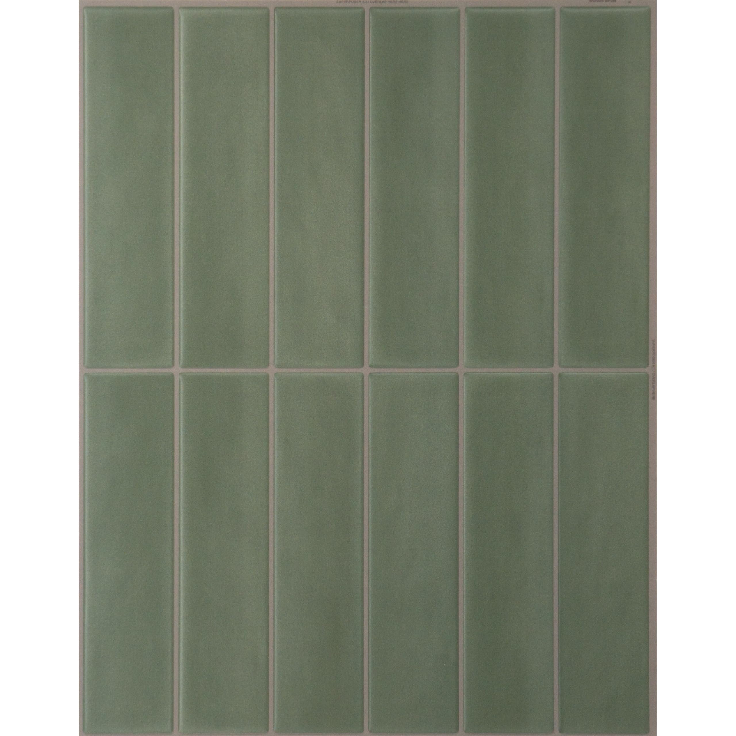 Smart Tiles Olive Green Stick On Splashback Tiles, Stacked 11.43"X9"