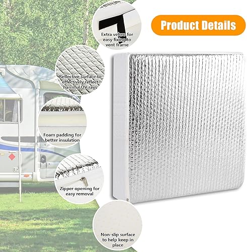 Miniatura 3 de Oungy 2 aisladores de ventilación de caravana de 14 x 14 x 2.75 pulgadas, funda aislante antideslizante para caravana, almohada de ventilación de