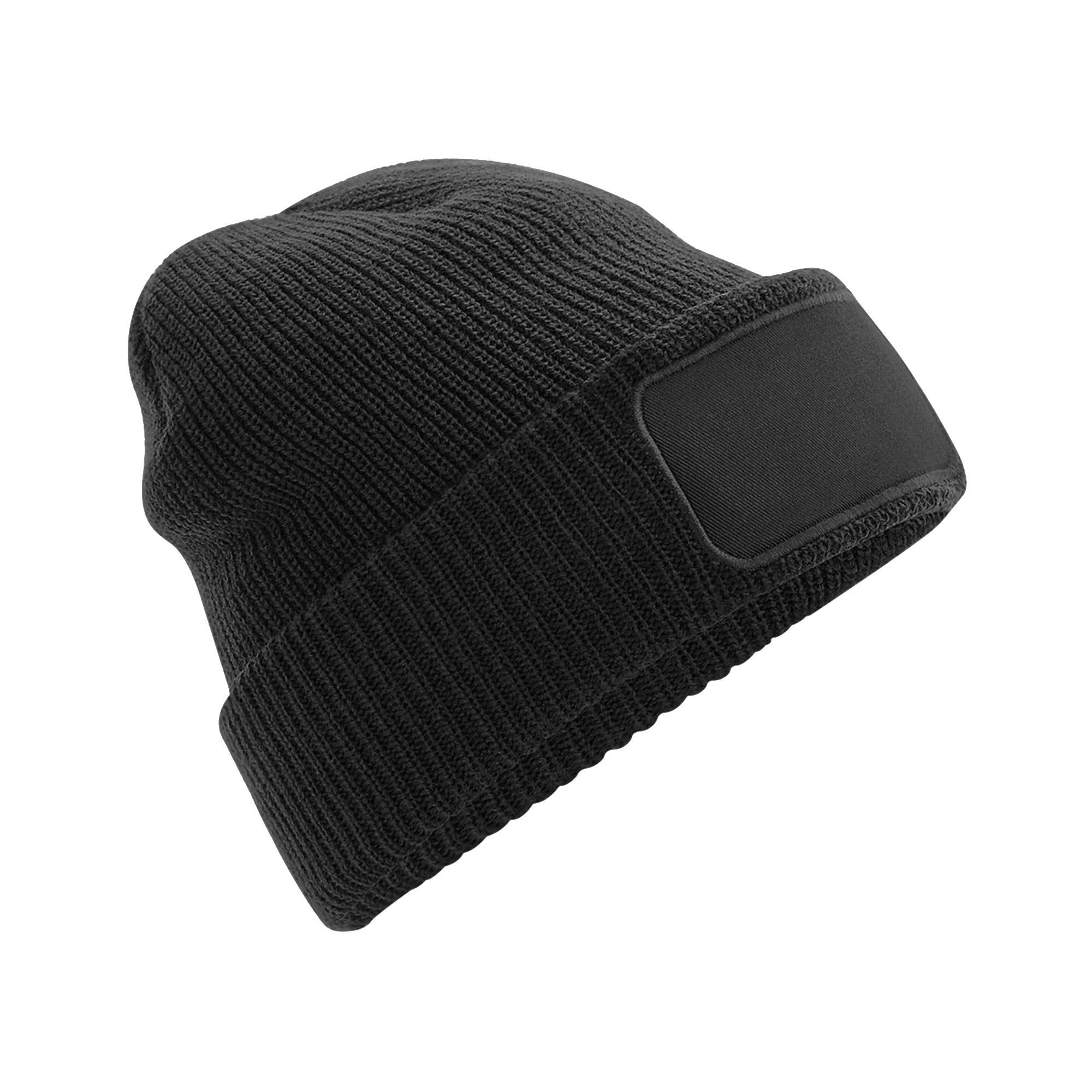 Beechfield - Ribbed Knit - Thinsulate™ Patch Beanie - Black