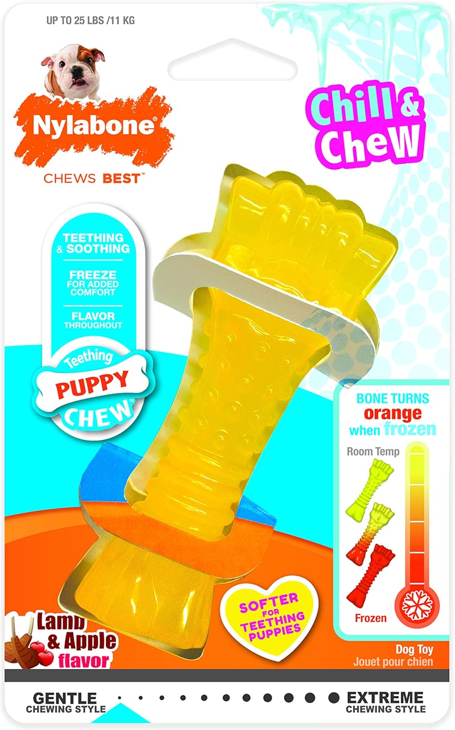 Nylabone Puppy Dog Teething Colour Change Freezer Bone Dog Chew Toy