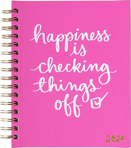 Eccolo - Agenda con espiral 2024, con diseño de marcas, vistas semanales y mensuales, 12 meses, hojas de calcomanías, gráficos inspiradores y citas