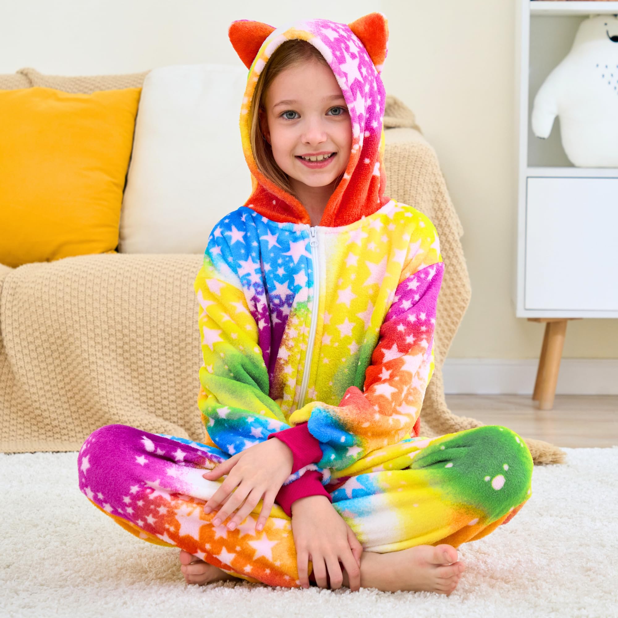 Grenouillère de Sommeil avec Oreilles de Chat pour Fille – Doux Pyjama Combinaison Chat pour Enfants