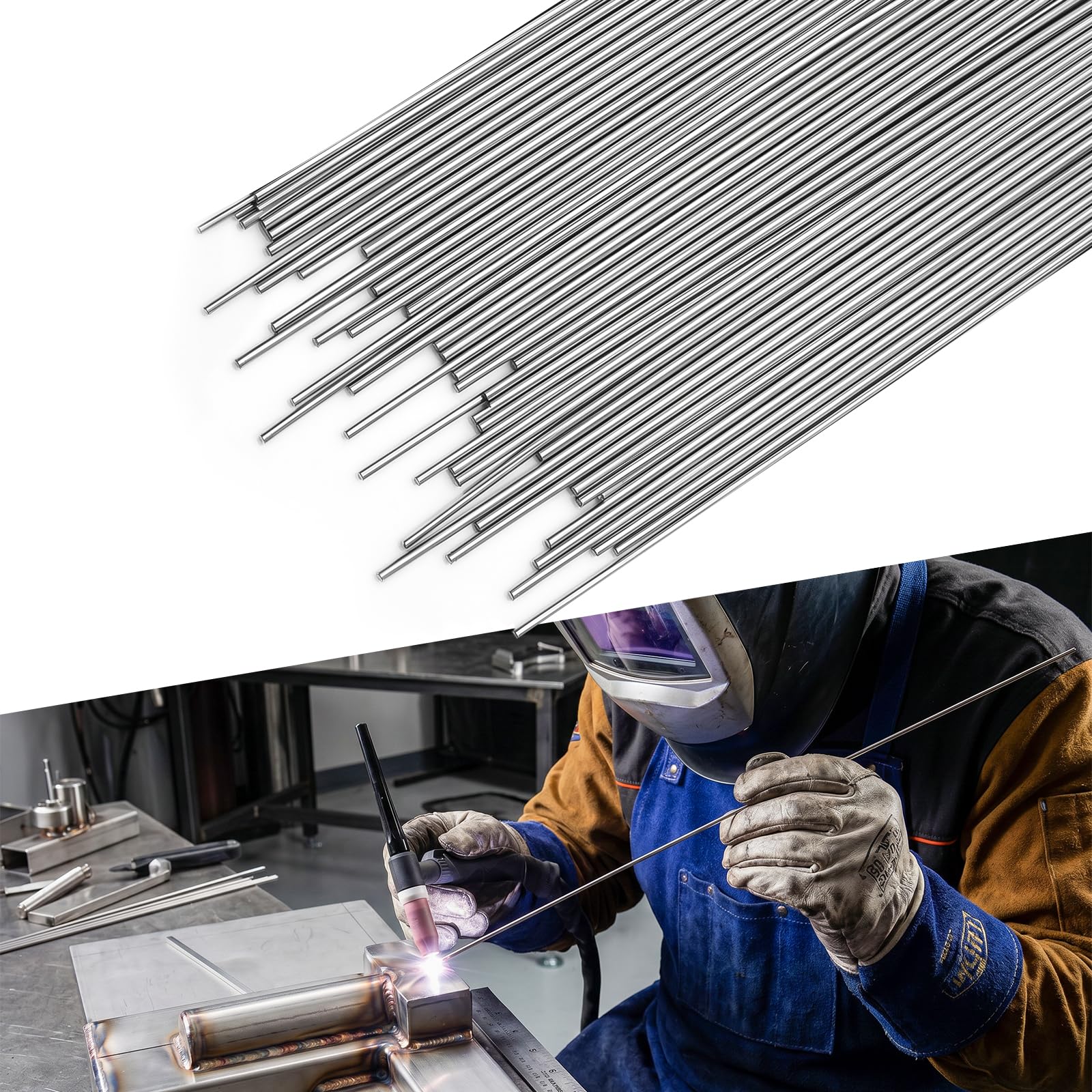 UNIFAMILY 40pcs Stainless Steel TIG Welding Rod ER308L,1/16"x16" Stainless Steel Welding Rod, Tig Filler Rod Low Splatter Corrosion Resistance, TIG Welding Accessories, Welding Rods