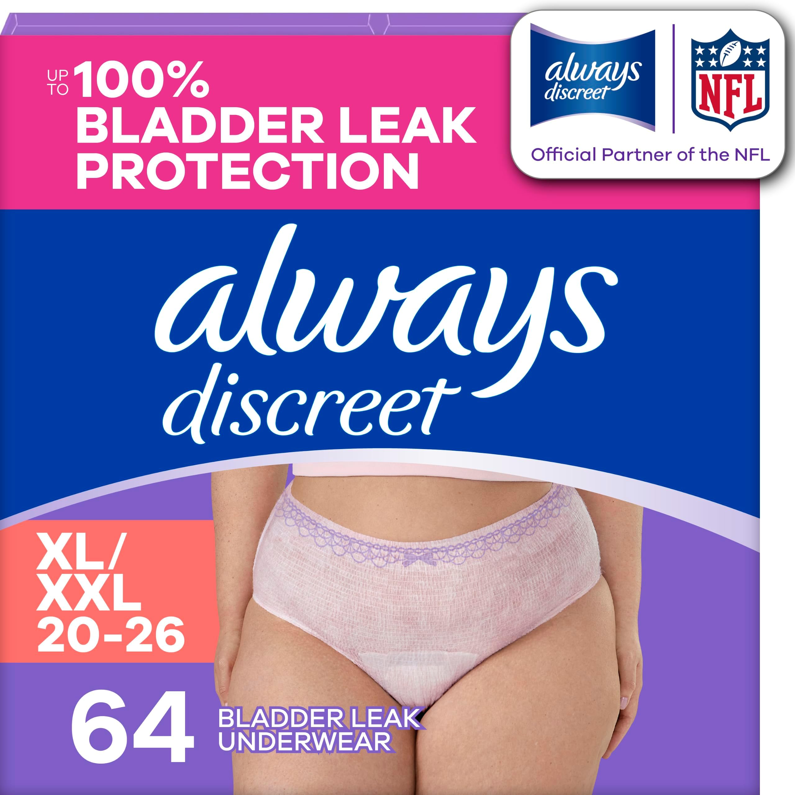 Adult Diapers for Women, Incontinence Underwear, Postpartum Essentials, Disposable Briefs, Max Absorbency, Bladder Leak Protection, Extra Large/XL, 64ct