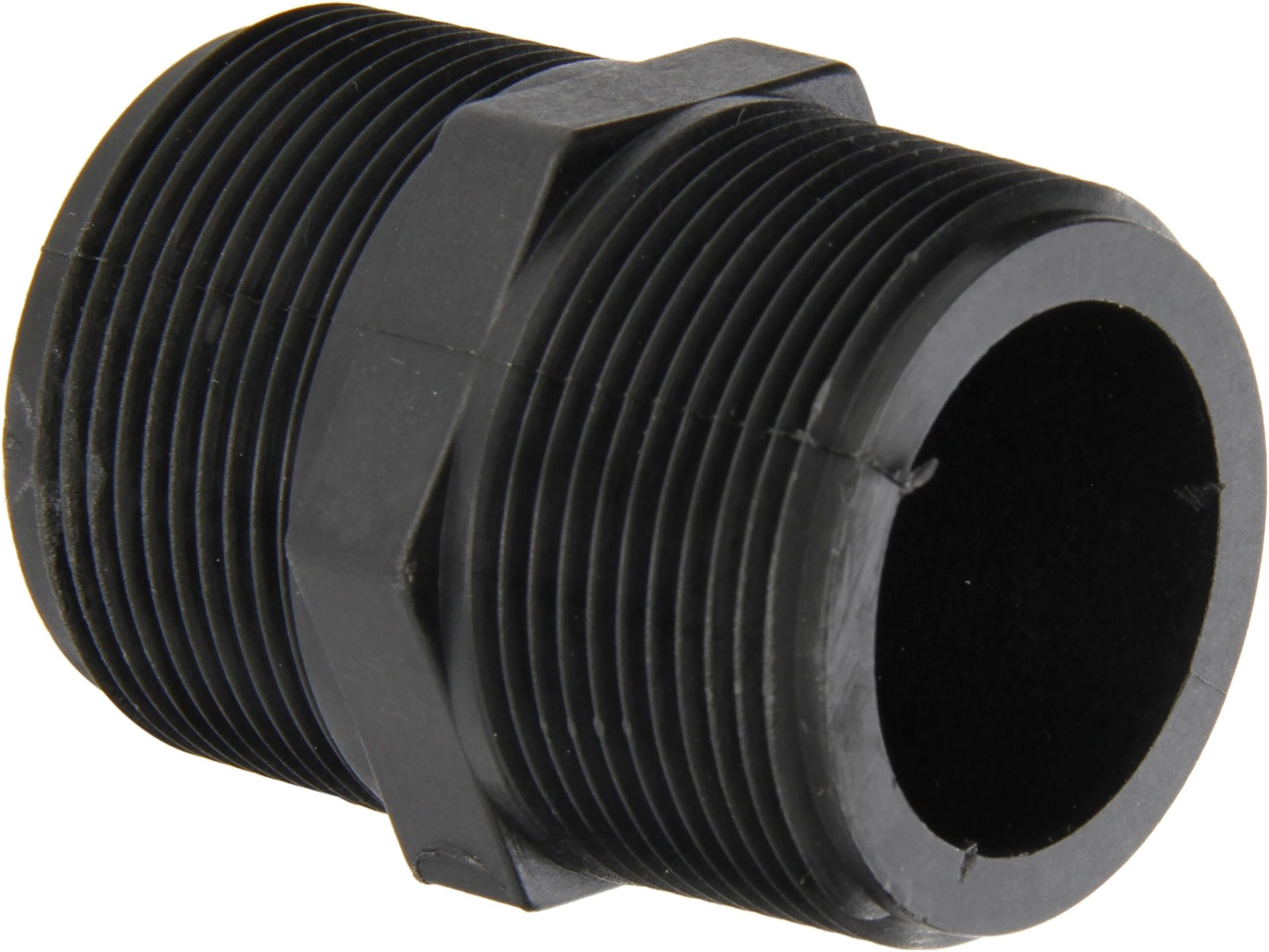 NIP150-SH Polypropylene Pipe Fitting, Short Nipple, Schedule 80, 1-1/2" NPT Male, 2-1/2" Length