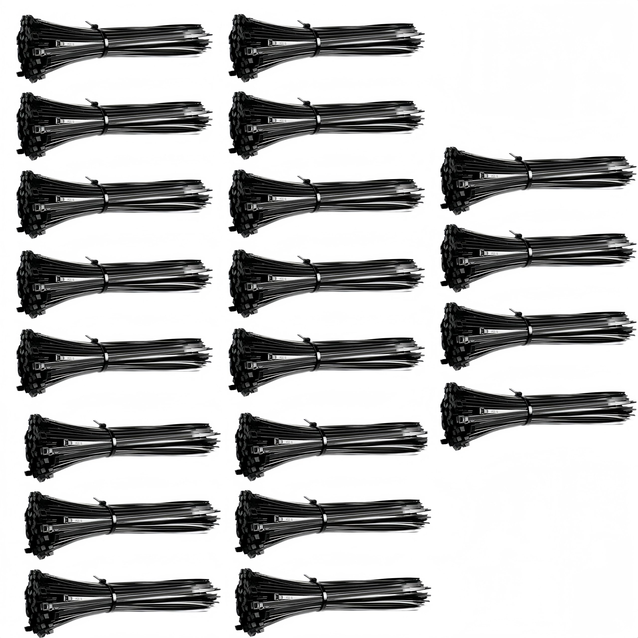 Paquete de 1000/250 bridas de nailon autoblocantes para cables, 3 x 100, 3 x 150, 4 x 200 sujetadores de suministro (8 x 500 mm, 20 unidades)