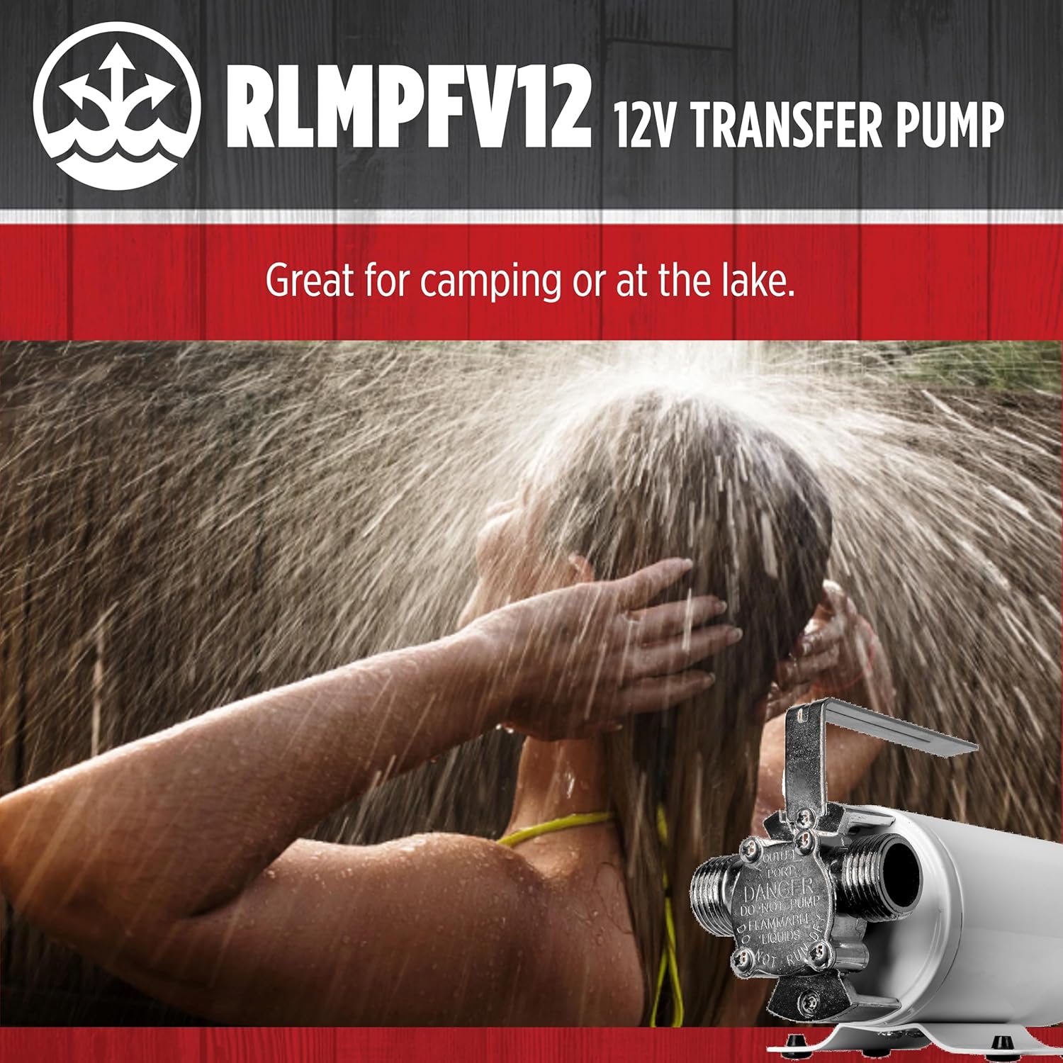 Red Lion RLMPFV12 12-Volt DC, 1/12 HP, 300 GPH Non-Submersible Multi-Purpose Transfer Pump, White, 14942014