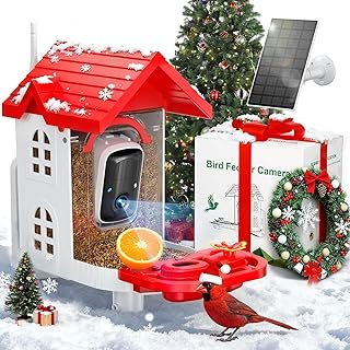 SV3C 2K Solar Bird Feeder Camera with AI Species ID and Instant Alerts (Red)