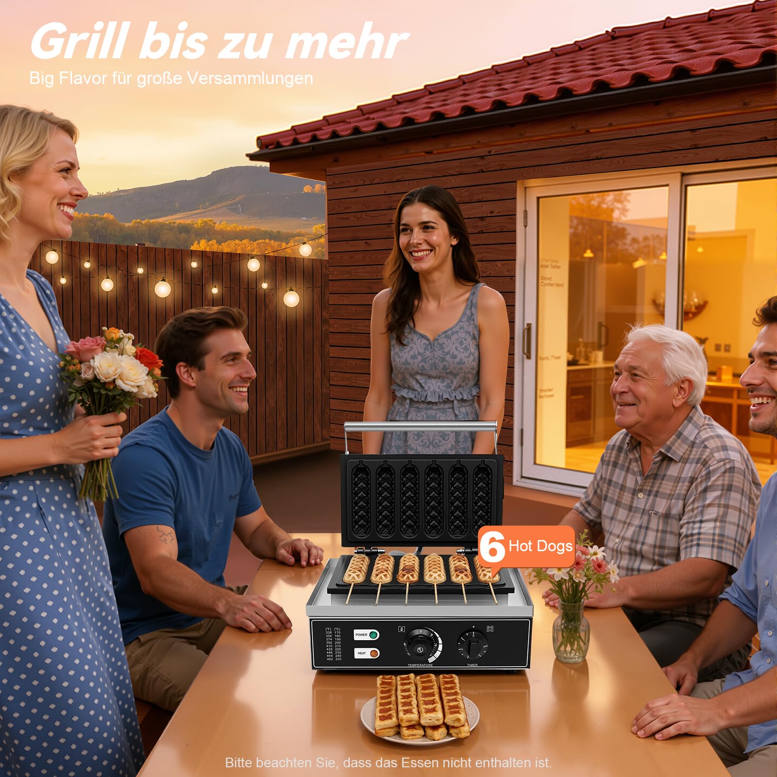 Macchina per hot dog, 1500 W, 50-300 °C, con 6 stampi per
