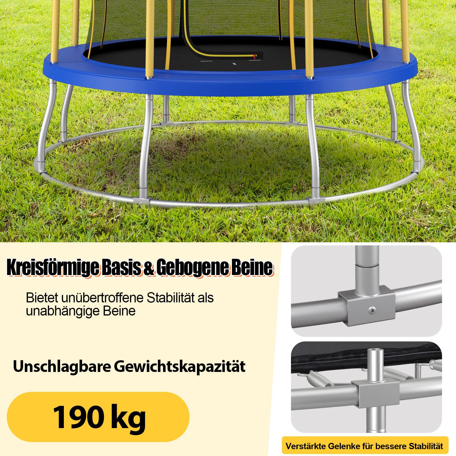COSTWAY φ244cm/ 305cm Gartentrampolin mit Blumenform, GS Zertifiziert, Trampolin Outdoor mit Sicherheitsnetz, gepolsterten Stangen & Randabdeckung, Kindertrampolin Komplettset bis 190 kg belastbar