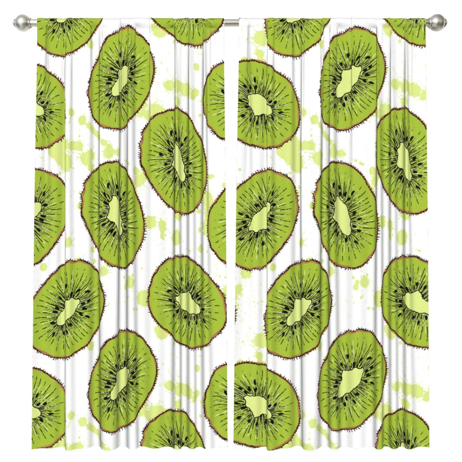 InOmak Kiwi Fruit, 2 Panels Window Curtains 52 x 84 Inch Blackout Curtains for Living Room Bedroom