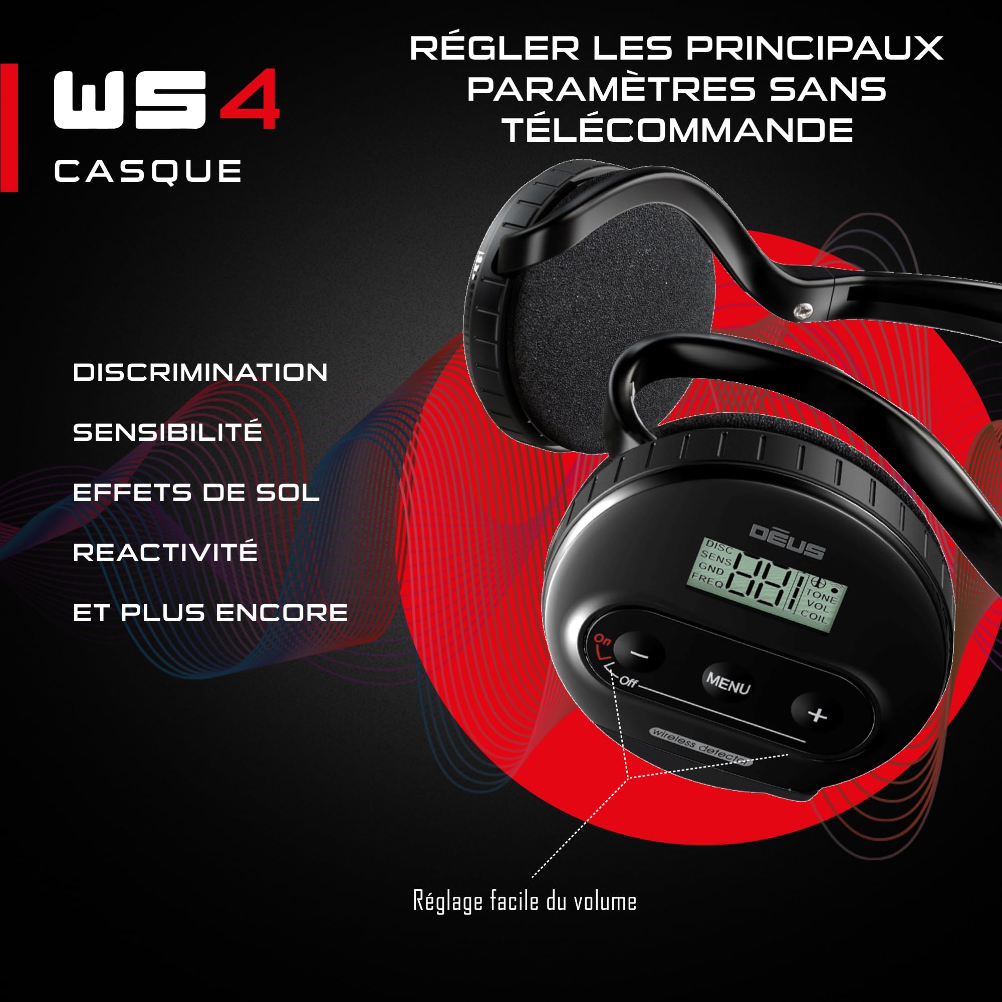 Casque sans-fil XP METAL DETECTORS WS4 pour détecteur de métaux Deus, imperméable, pliable, léger avec module détachable