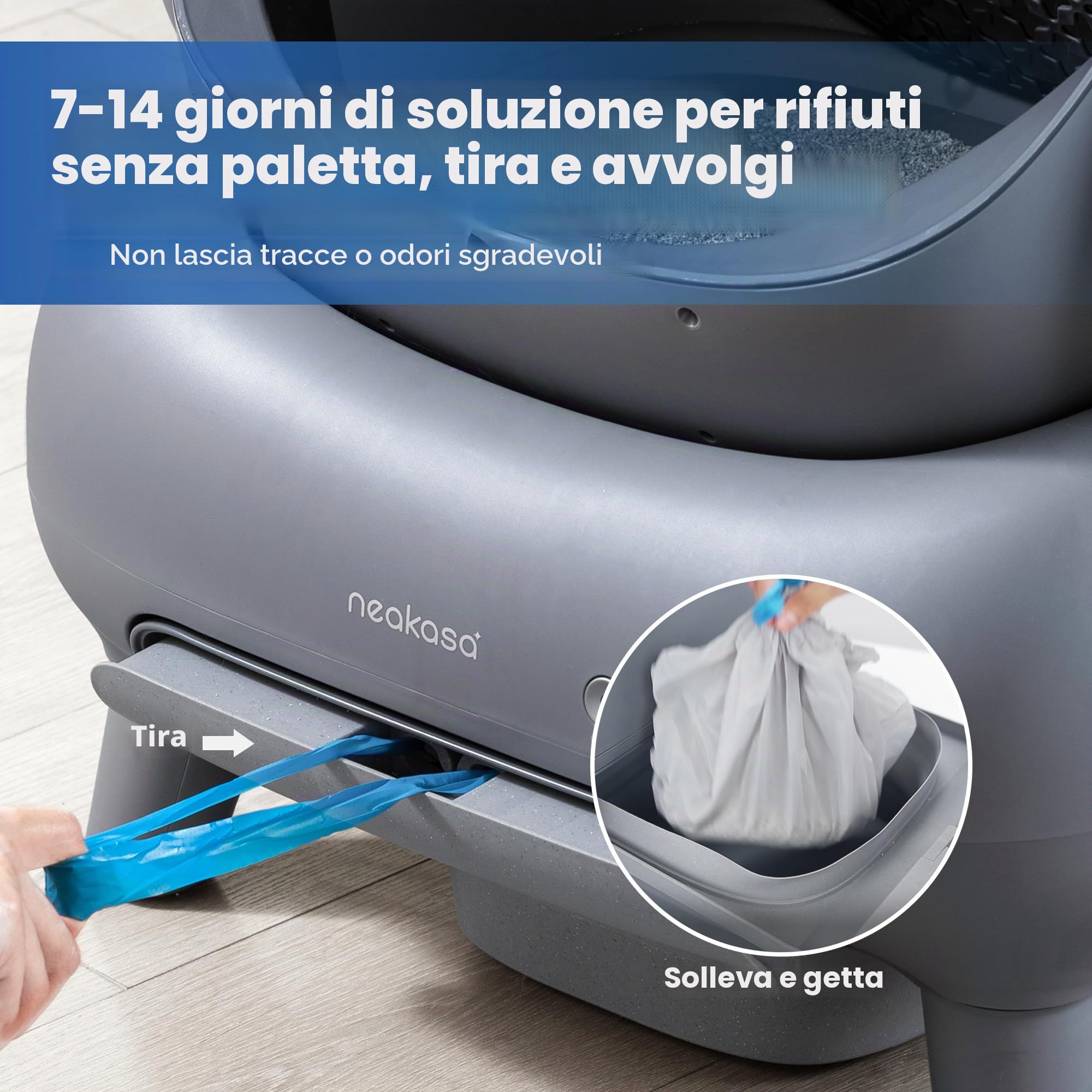 Neakasa M1 Lettiera Gatto Autopulente Aperta Grande XXL, Controllo APP, Smaltimento dei Rifiuti Senza Odori, Sacchetti e Tappeto Lettiera gatto, per Più Gatti