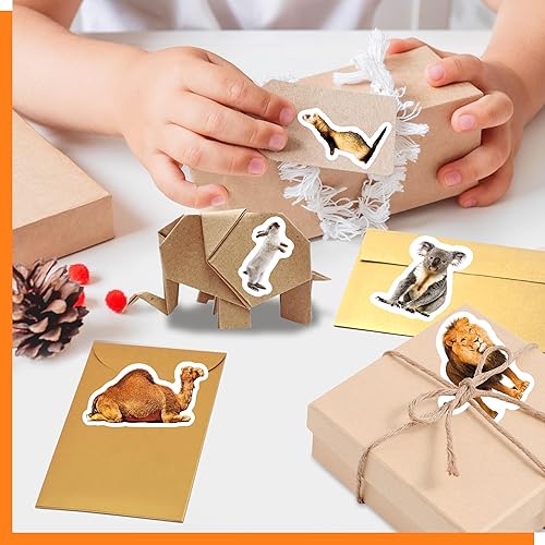 Miniatura 7 de 700 calcomanías de animales salvajes, más de 100 calcomanías realistas de animales de zoológico, resistentes al aguadesgarro sin residuos,