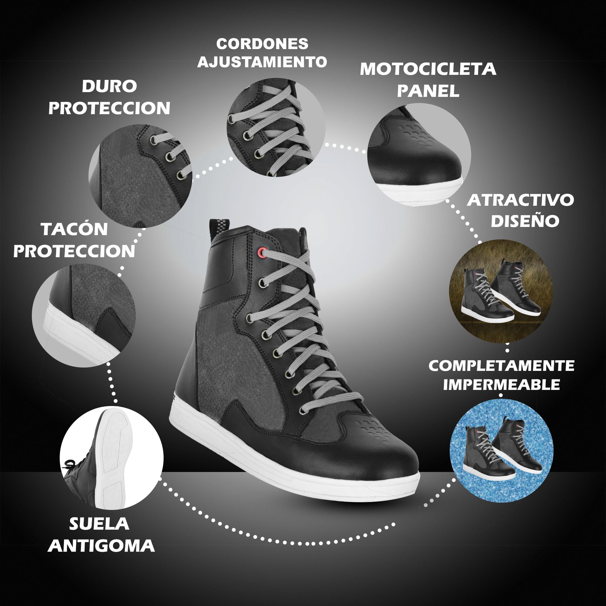 Botas de motocross para hombre, botas protectoras impermeables, zapatos de motocicleta, suela de goma antideslizante