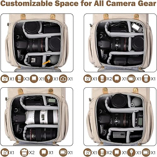 Miniatura 3 de BAGSMART - Mochila para cámara réflex digital, bolsa impermeable para fotógrafos, se adapta a laptop de hasta 15 pulgadas con cubierta de lluvia y