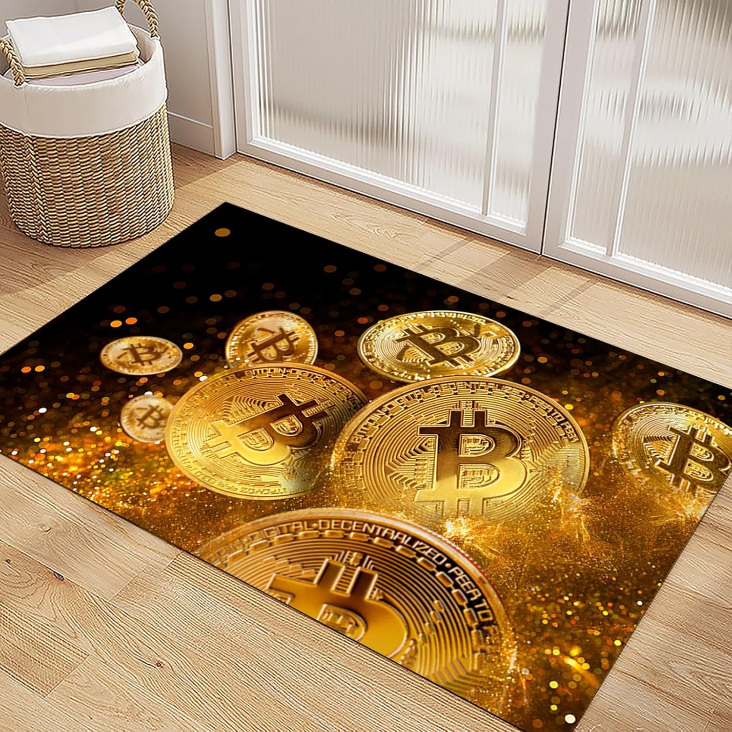 GUBIYU Black Gold Cool Money Rugs for Mens Room Decor Man Cave Rug for Bathroom Living Room Funny 100 Dollar Bill Rugs Money Carpet Graphic Rug for Bedroom Non Slip Washable Kitchen Mats 23.6"x35.4"