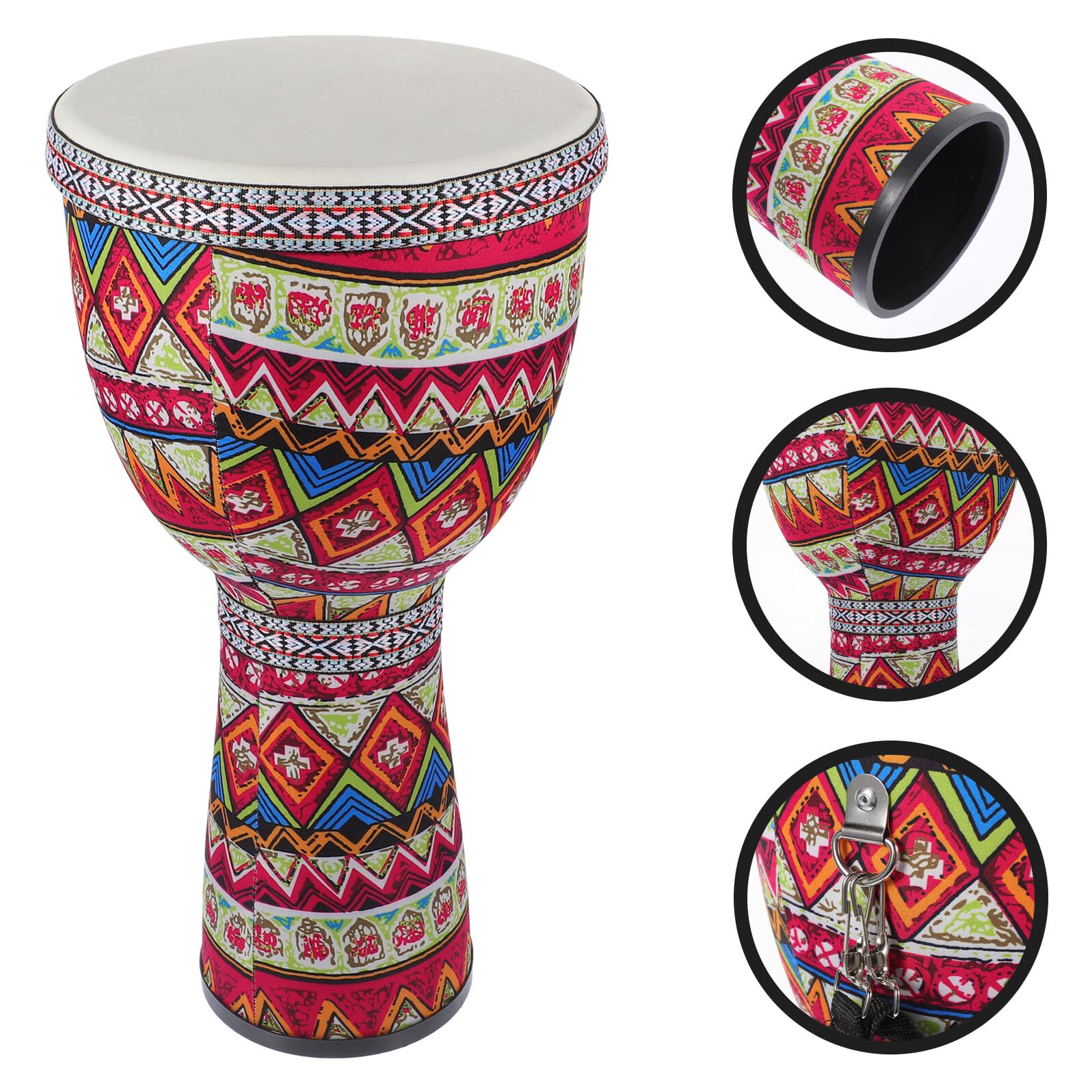 Toyvian Tamburo Djembe in Abs Leggero Fondo Piatto Strumento a Percussione Portatile e Design Tradizionale Dipinto a Mano e Gioco Educativo per Bambini per Principianti